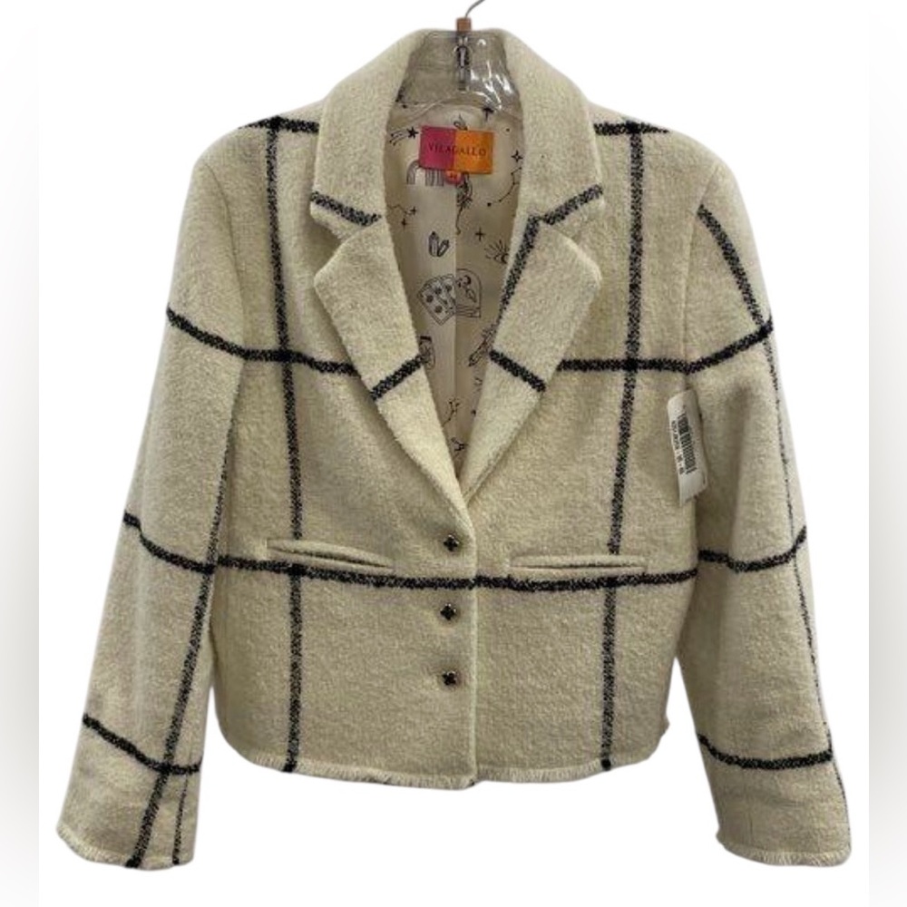 Vilagallo Cream and Black Jacket Blazer Size 8